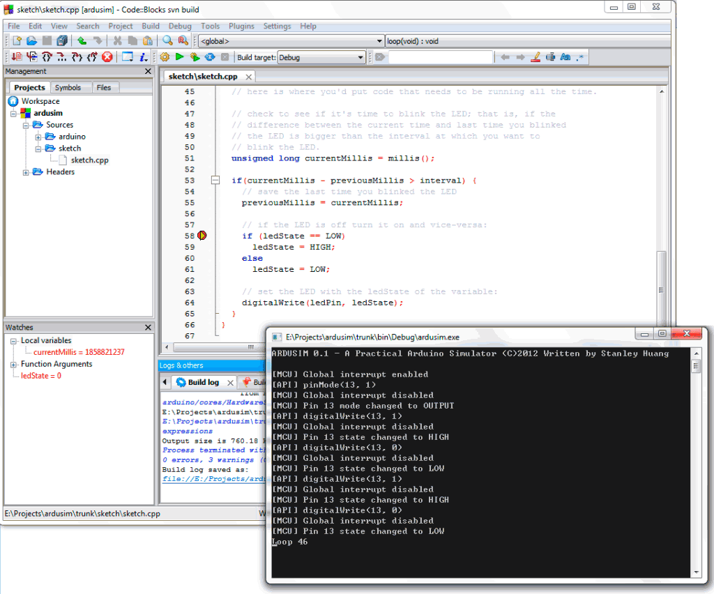 Debugging Arduino sketch