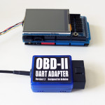 Arduino MEGA2560, I/O shield, TFT LCD shield and OBD-II adapter